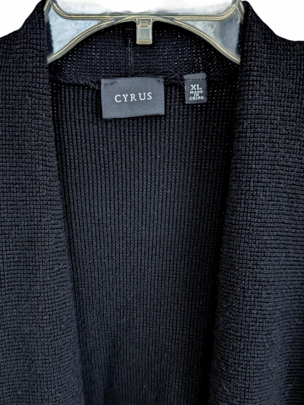 Cyrus Black Open Front Cardigan Sweater Knit Solid Minimalist XL - Picture 2 of 3